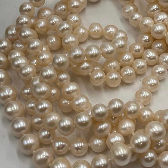 J. Crew Vintage Four MultiStrand Hand Knotted Off White Pearl Layering Necklace - Picture 4 of 10